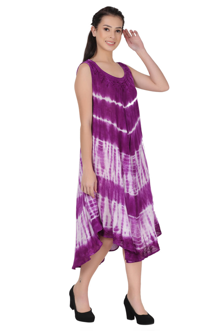 Sleeveless Tie Dye Long Umbrella Dress 482122