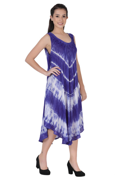 Sleeveless Tie Dye Long Umbrella Dress 482122