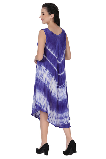 Sleeveless Tie Dye Long Umbrella Dress 482122