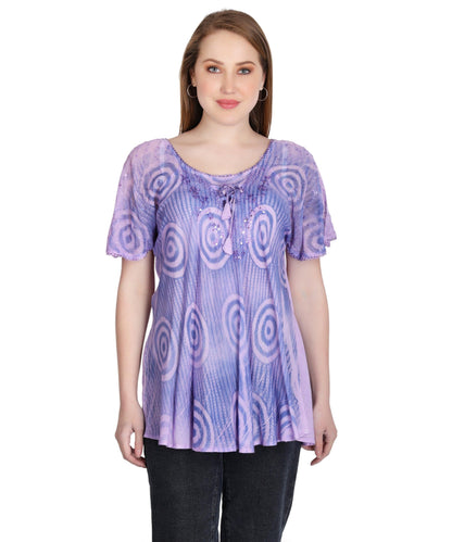 Swirl Tie Dye Cap Sleeve Blouse 302175