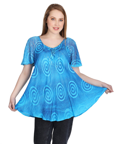 Swirl Tie Dye Cap Sleeve Blouse 302175