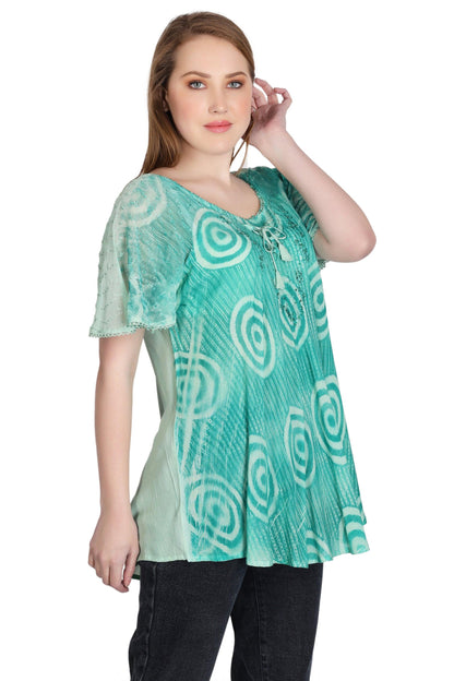 Swirl Tie Dye Cap Sleeve Blouse 302175