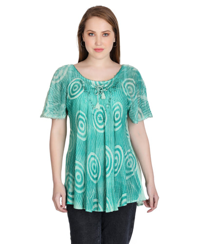 Swirl Tie Dye Cap Sleeve Blouse 302175