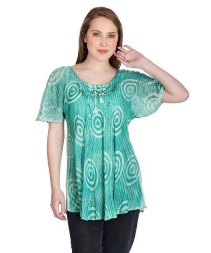 Swirl Tie Dye Cap Sleeve Blouse 302175