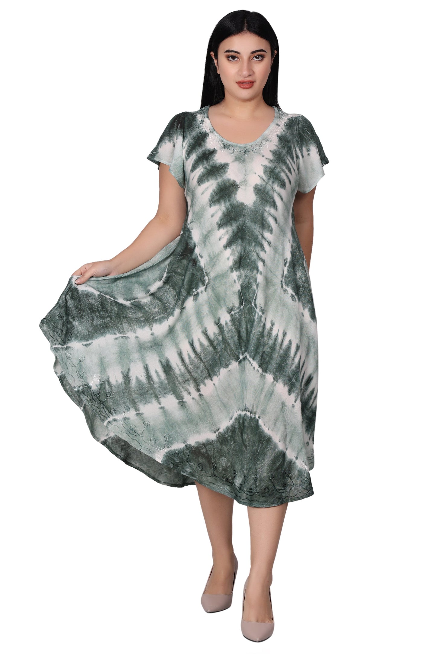 Tie Dye Cap Sleeve Dress 482207SLV