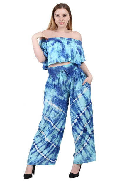 Tie Dye Off Shoulder Top & Pant Set WS-7010