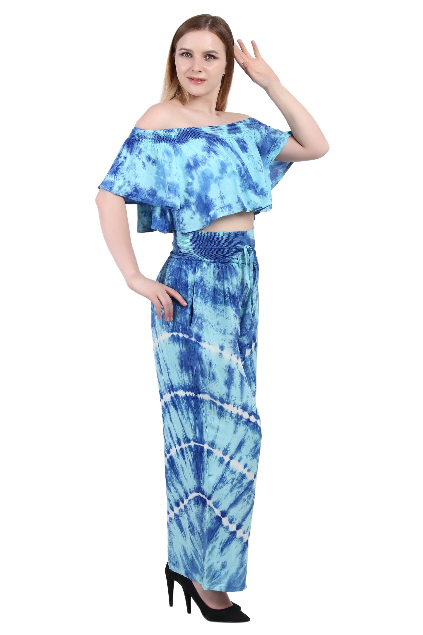 Tie Dye Off Shoulder Top & Pant Set WS-7010