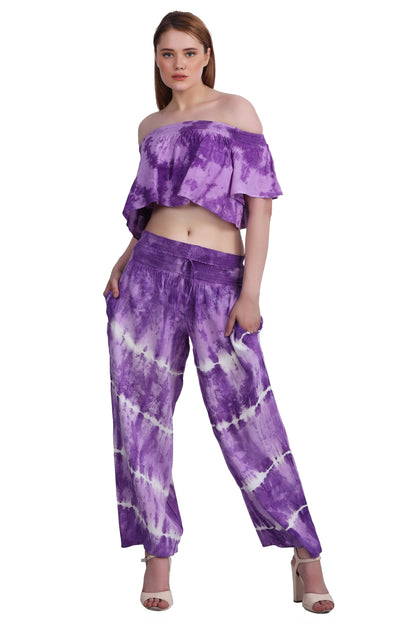 Tie Dye Off Shoulder Top & Pant Set WS-7010