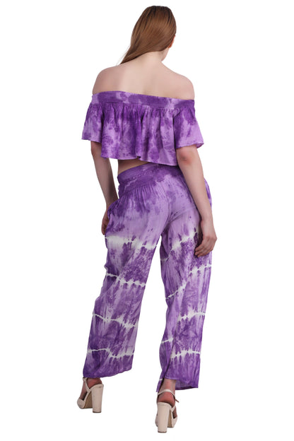 Tie Dye Off Shoulder Top & Pant Set WS-7010