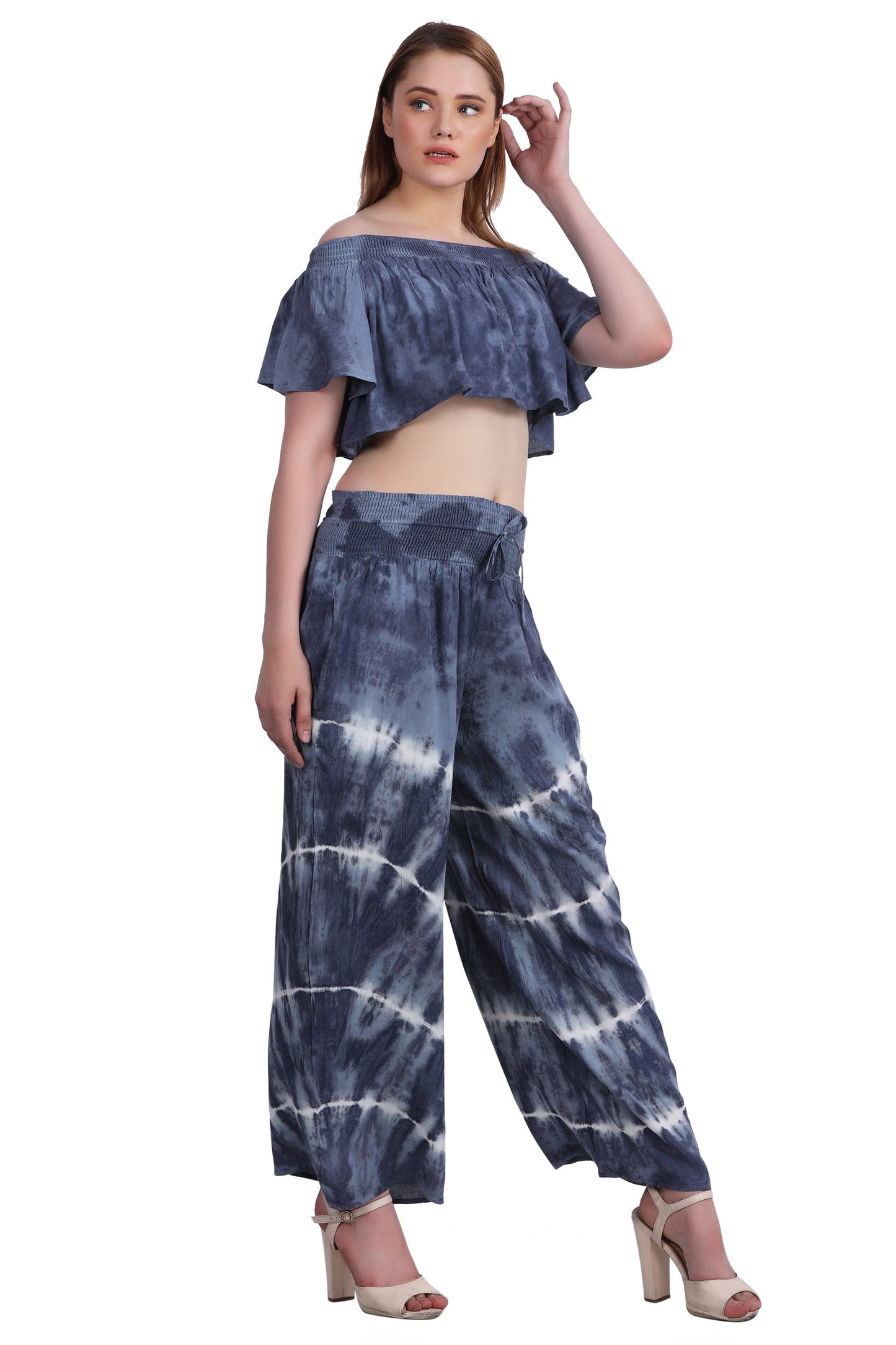 Tie Dye Off Shoulder Top & Pant Set WS-7010