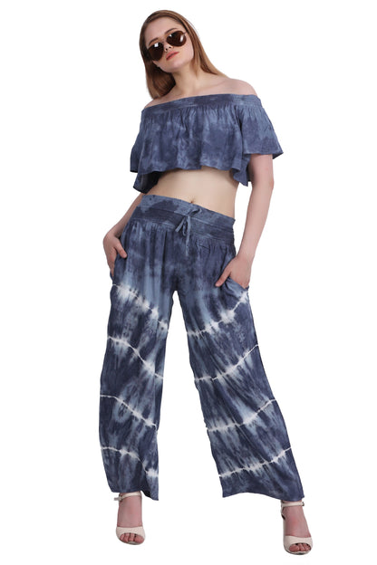 Tie Dye Off Shoulder Top & Pant Set WS-7010