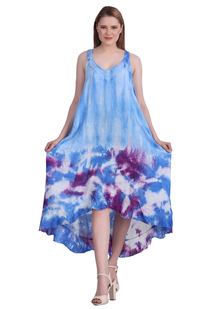 V-Neck Tie Dye Beach Dress w/ Pockets 482195CCT