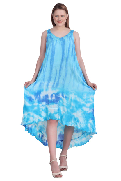 V-Neck Tie Dye Beach Dress w/ Pockets 482195CCT