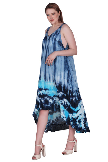 V-Neck Tie Dye Beach Dress w/ Pockets 482195CCT