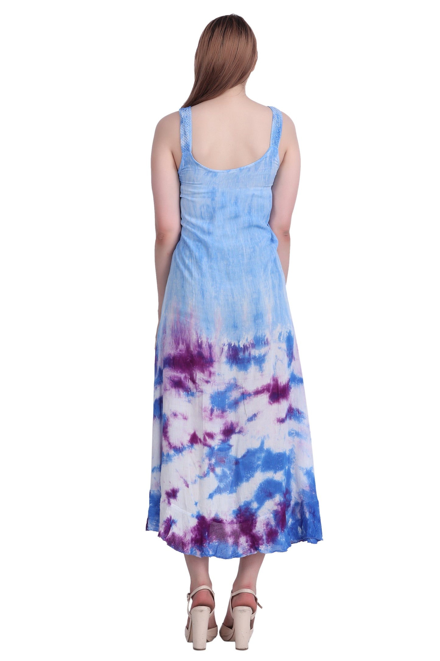 V-Neck Tie Dye Beach Dress w/ Pockets 482195CCT