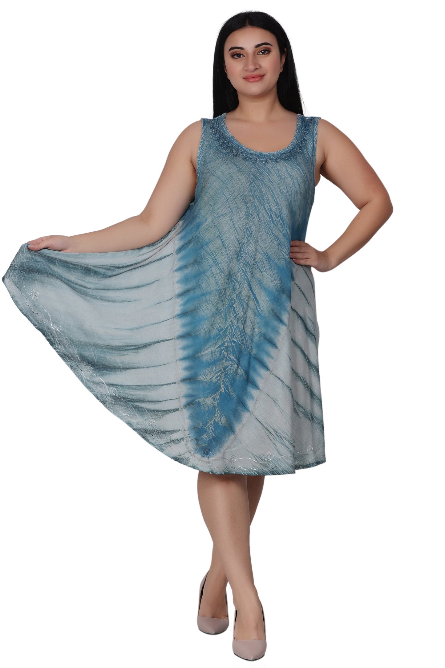 V-Shaped Tie Dye Beach Dress 362167R