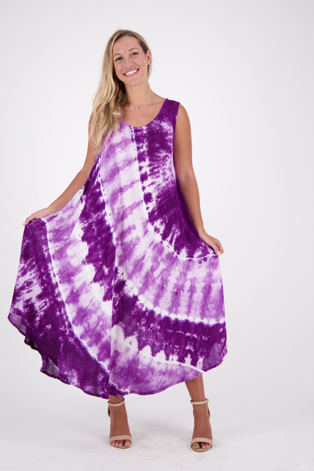 Wide Strap Tie Dye Sleeveless Dress 522184