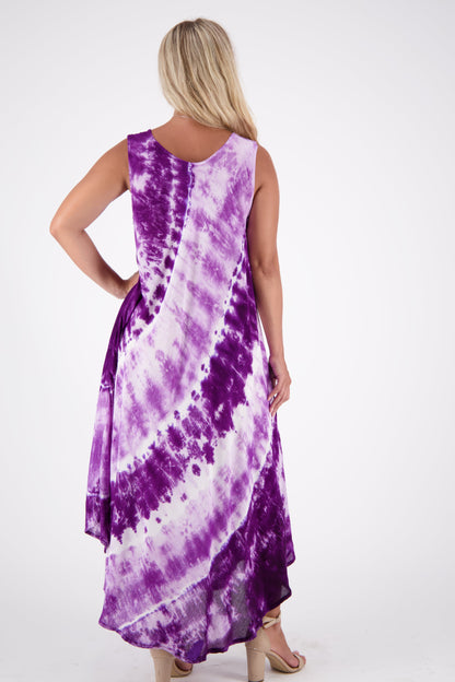 Wide Strap Tie Dye Sleeveless Dress 522184