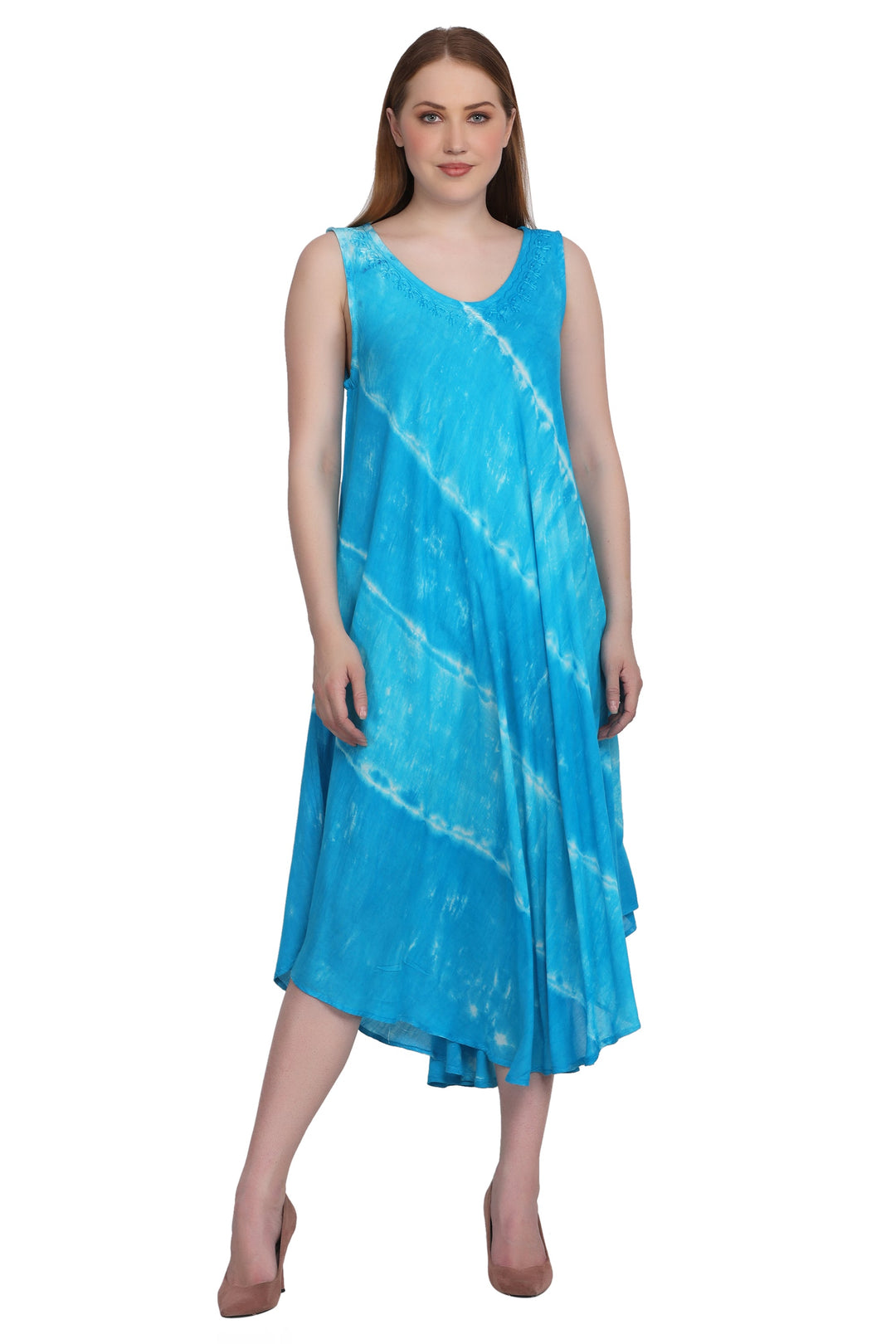 Wide Strap Tie Dye Sleeveless Dress 522184