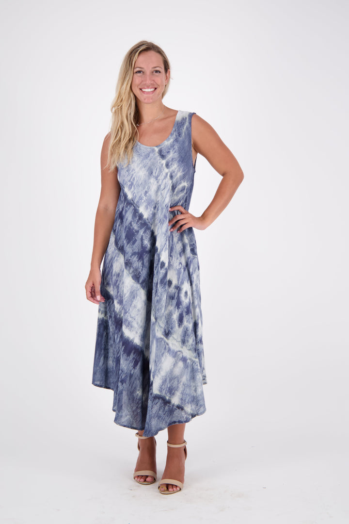 Wide Strap Tie Dye Sleeveless Dress 522184