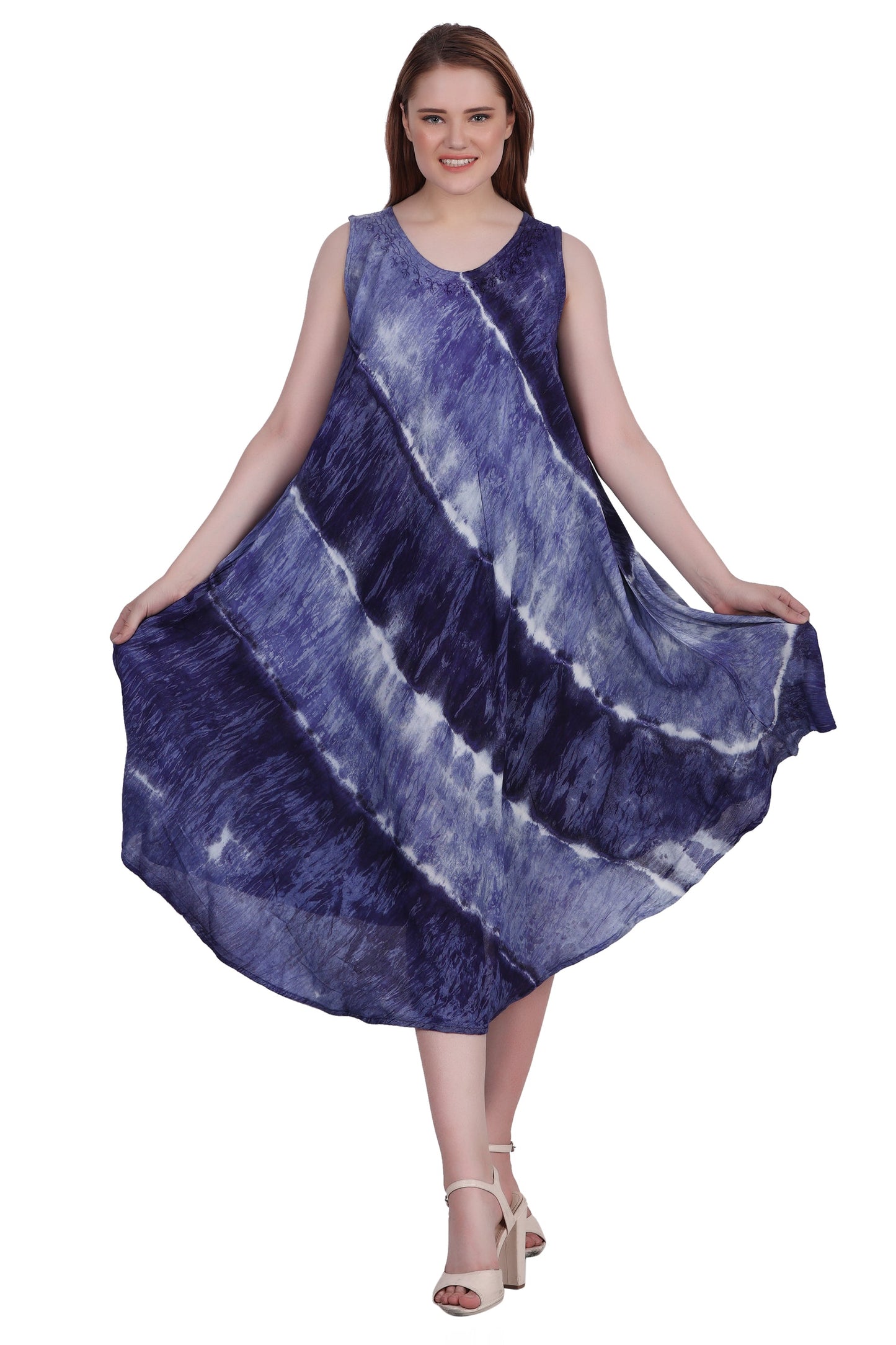 Wide Strap Tie Dye Sleeveless Dress 522184