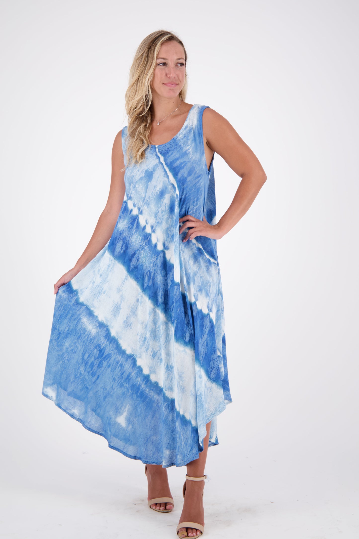 Wide Strap Tie Dye Sleeveless Dress 522184