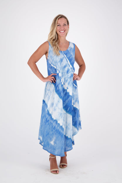 Wide Strap Tie Dye Sleeveless Dress 522184