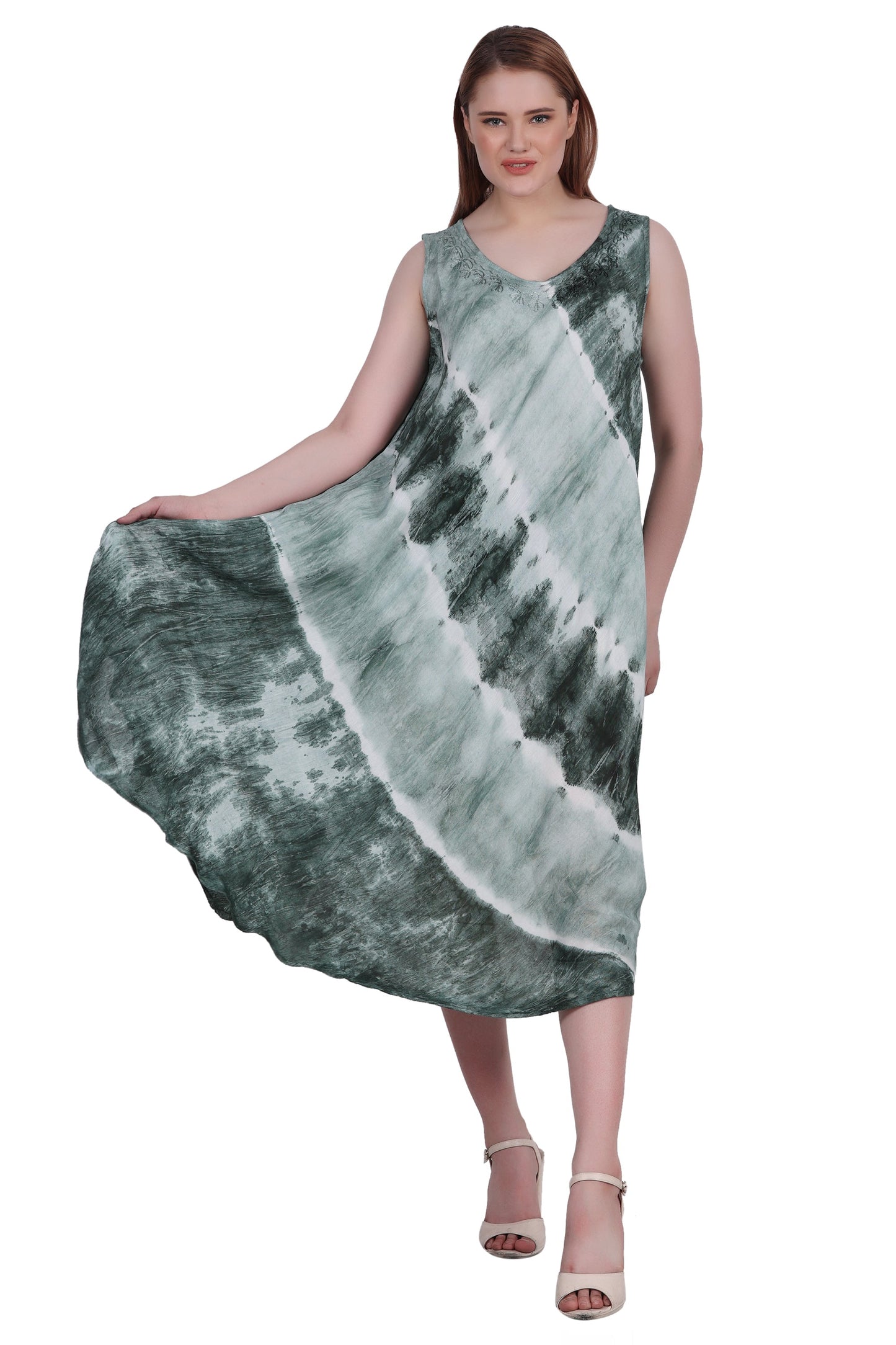 Wide Strap Tie Dye Sleeveless Dress 522184