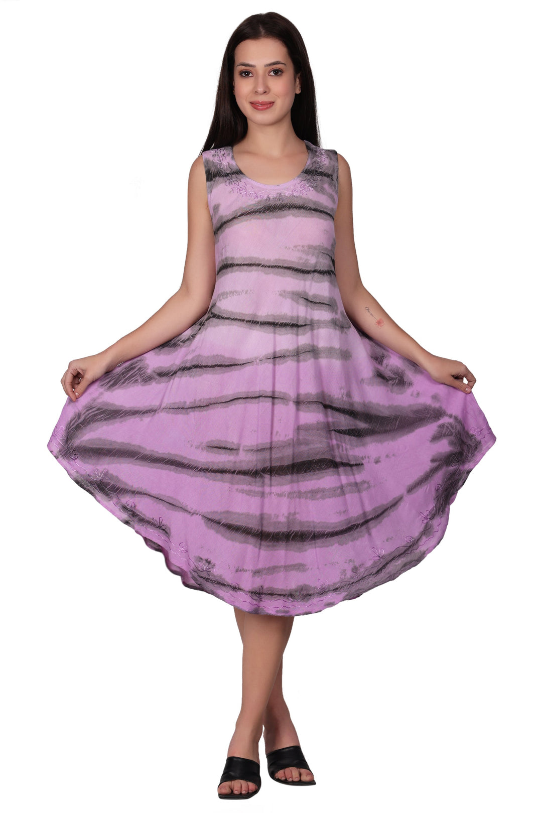 Zebra Stripe Tie Dye Beach Dress 482158 - Advance Apparels Inc