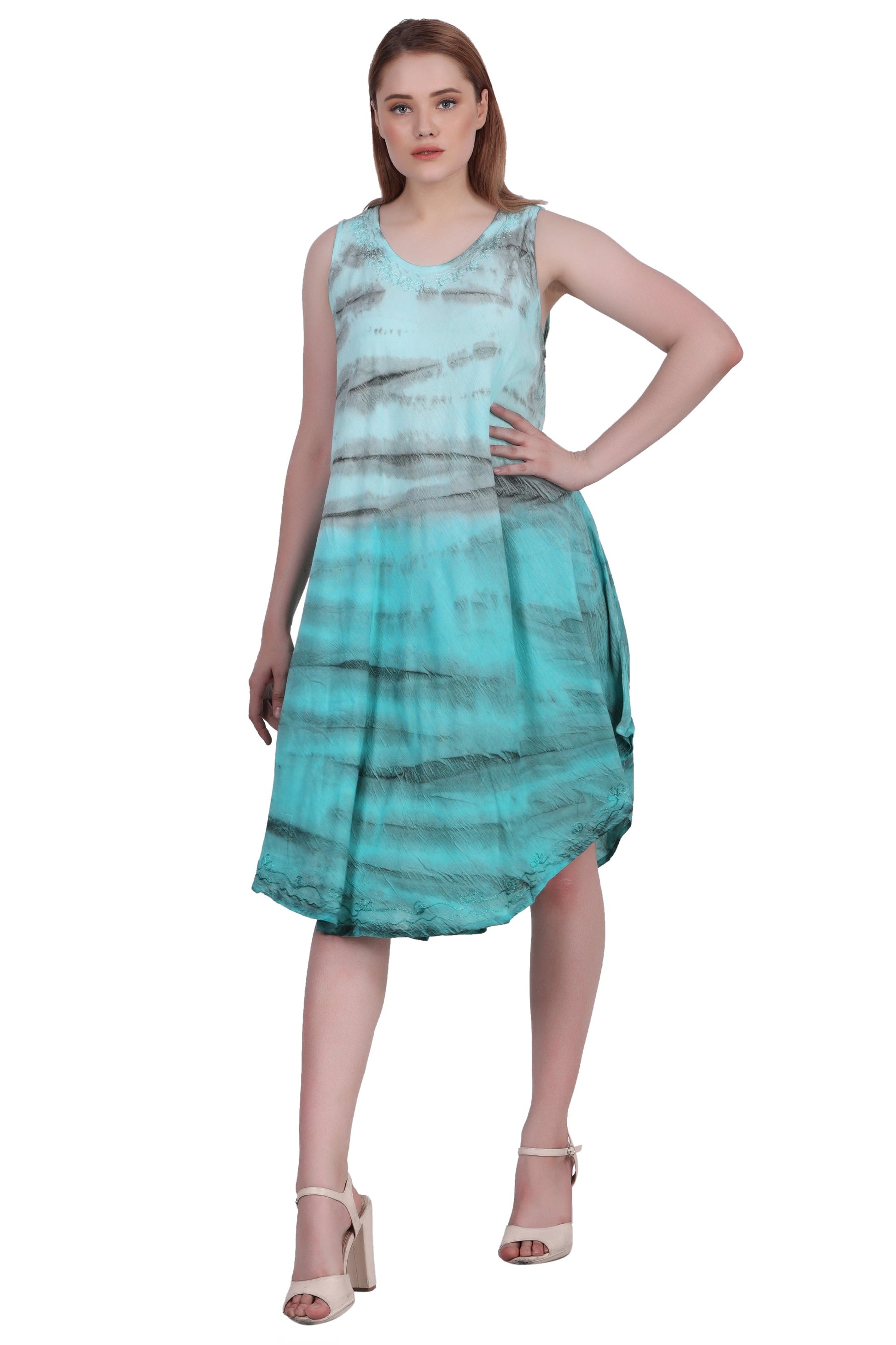 Zebra Stripe Tie Dye Beach Dress 482158 - Advance Apparels Inc