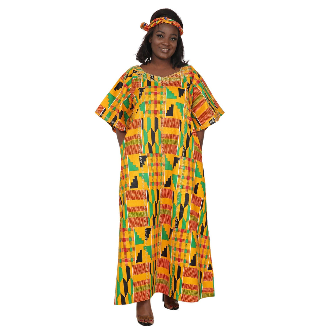 3/4 Sleeve Kente Dress AD2283 - Advance Apparels Inc