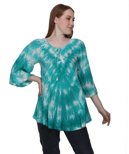 3/4 Sleeve Tie Dye Blouse T-3214LS - Advance Apparels Inc