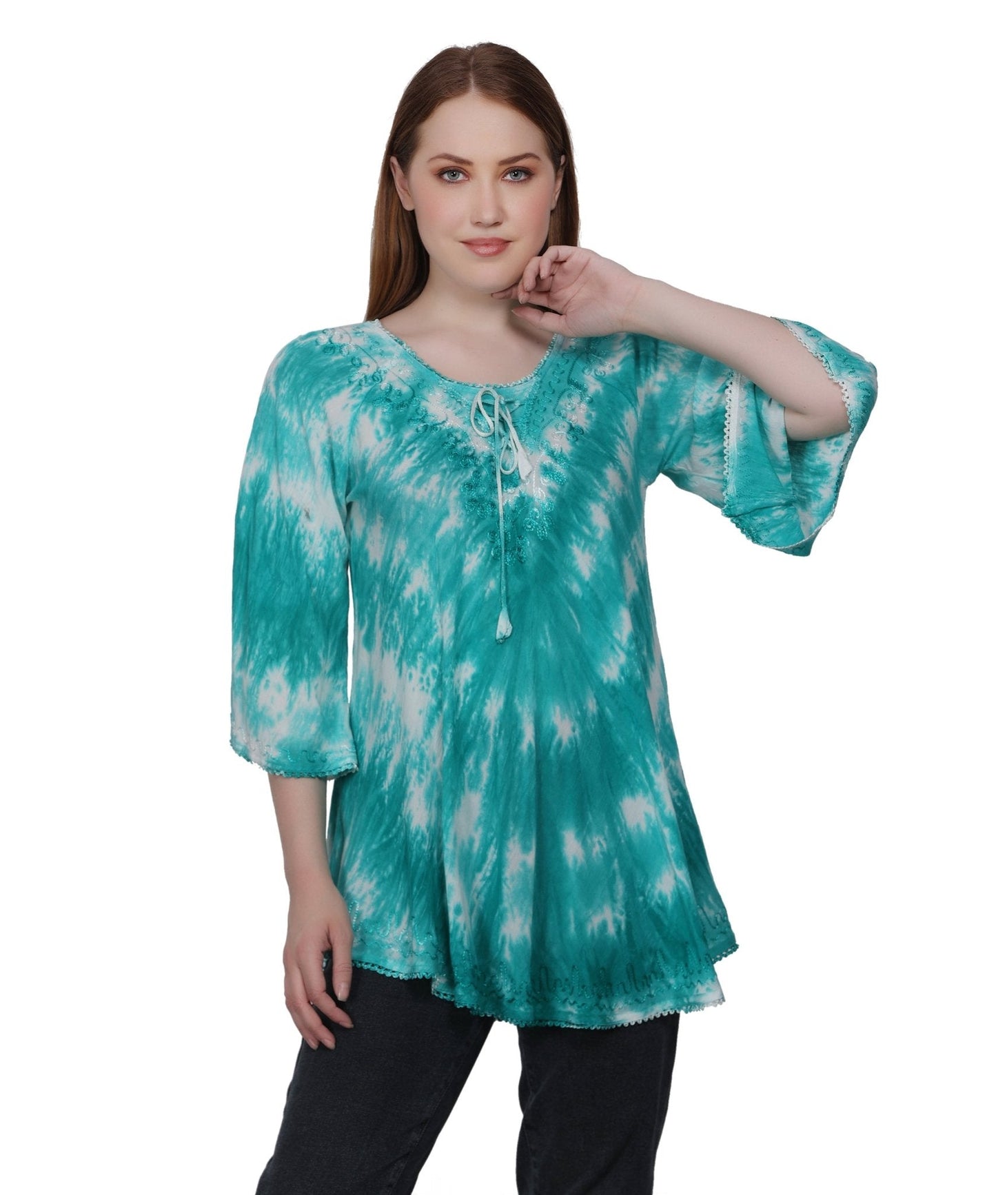 3/4 Sleeve Tie Dye Blouse T-3214LS - Advance Apparels Inc