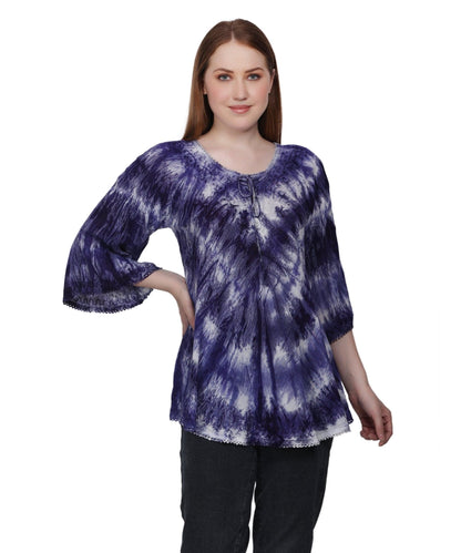 3/4 Sleeve Tie Dye Blouse T-3214LS - Advance Apparels Inc