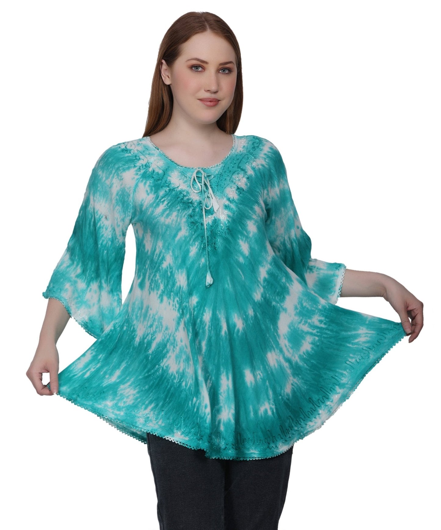 3/4 Sleeve Tie Dye Blouse T-3214LS - Advance Apparels Inc