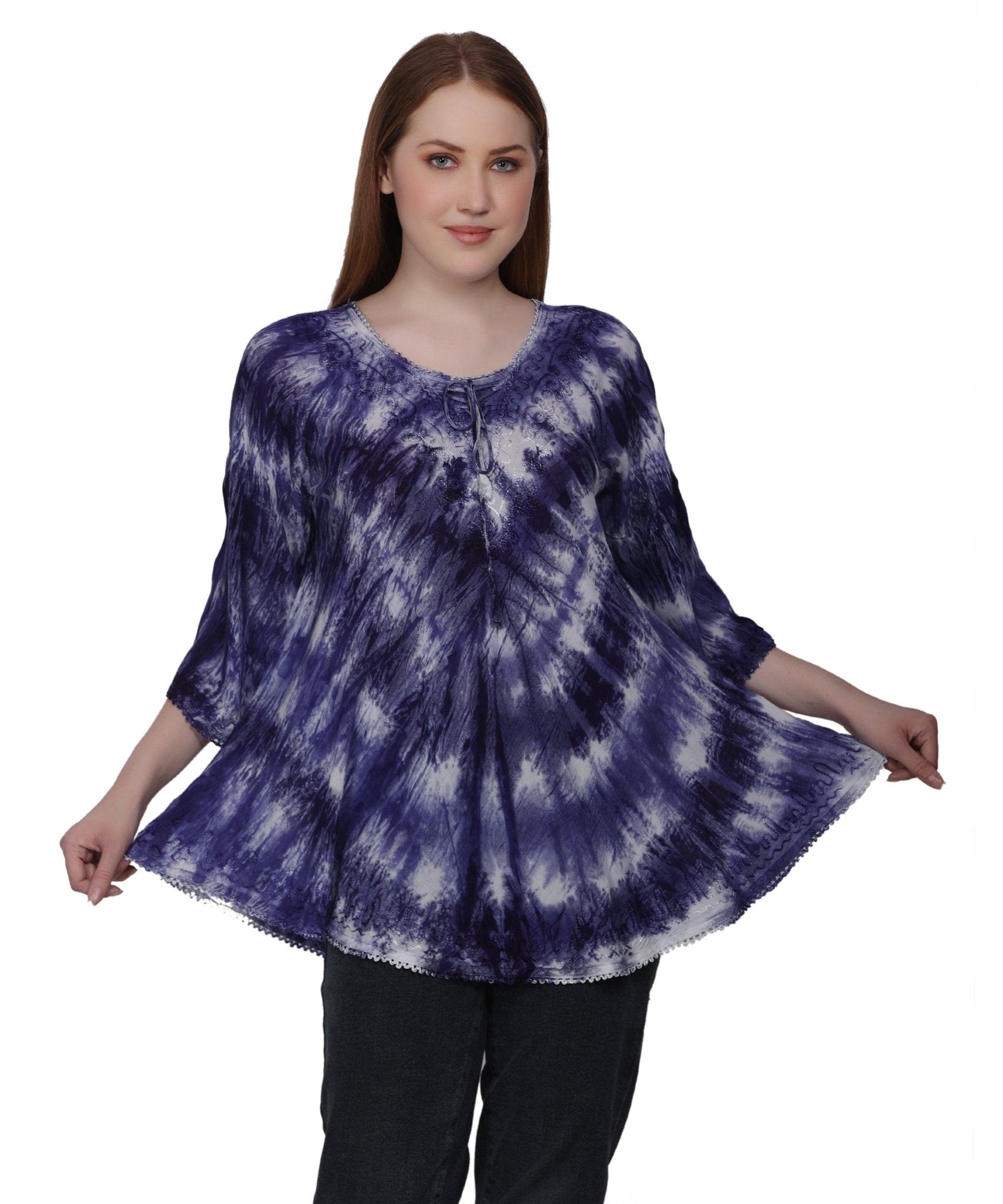 3/4 Sleeve Tie Dye Blouse T-3214LS - Advance Apparels Inc