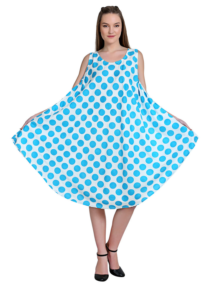 Sleeveless Wide Strap Polka Dot Umbrella Dress