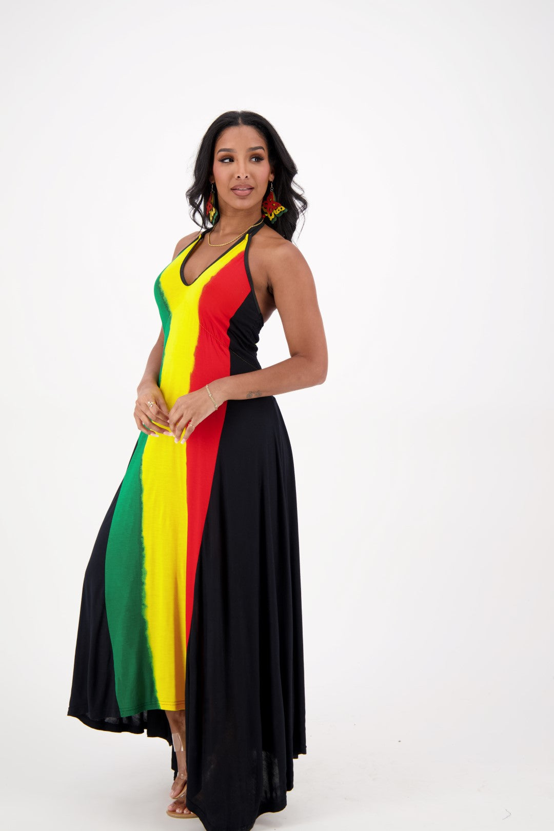 Adjustable Strap Rasta Dress R-481