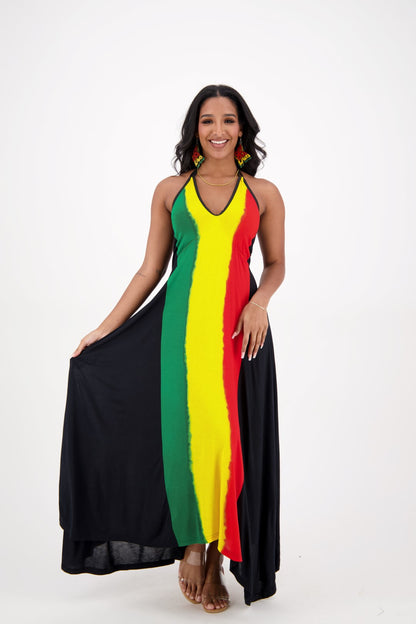 Adjustable Strap Rasta Dress R-481