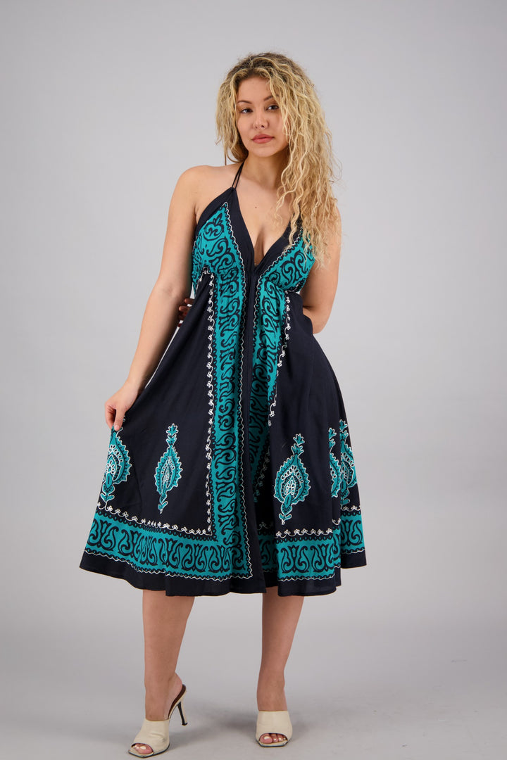 Batik Block Print Halter Dress 1966