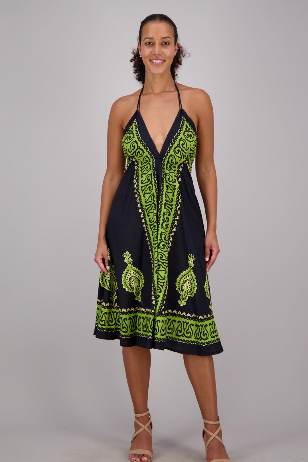 Batik Block Print Halter Dress 1966