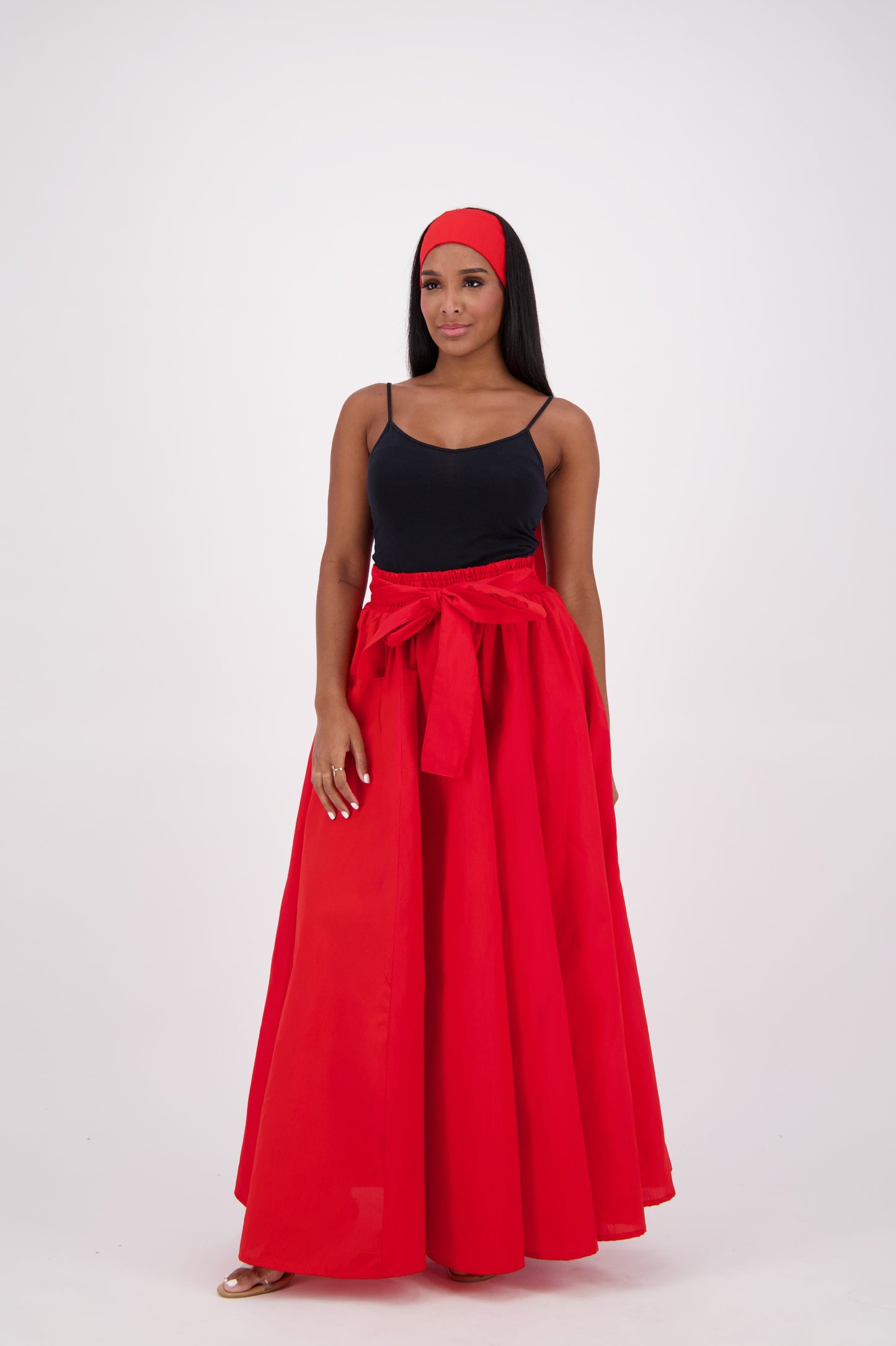 SIlk/Poly Blend Long Maxi Skirt 24317 Red