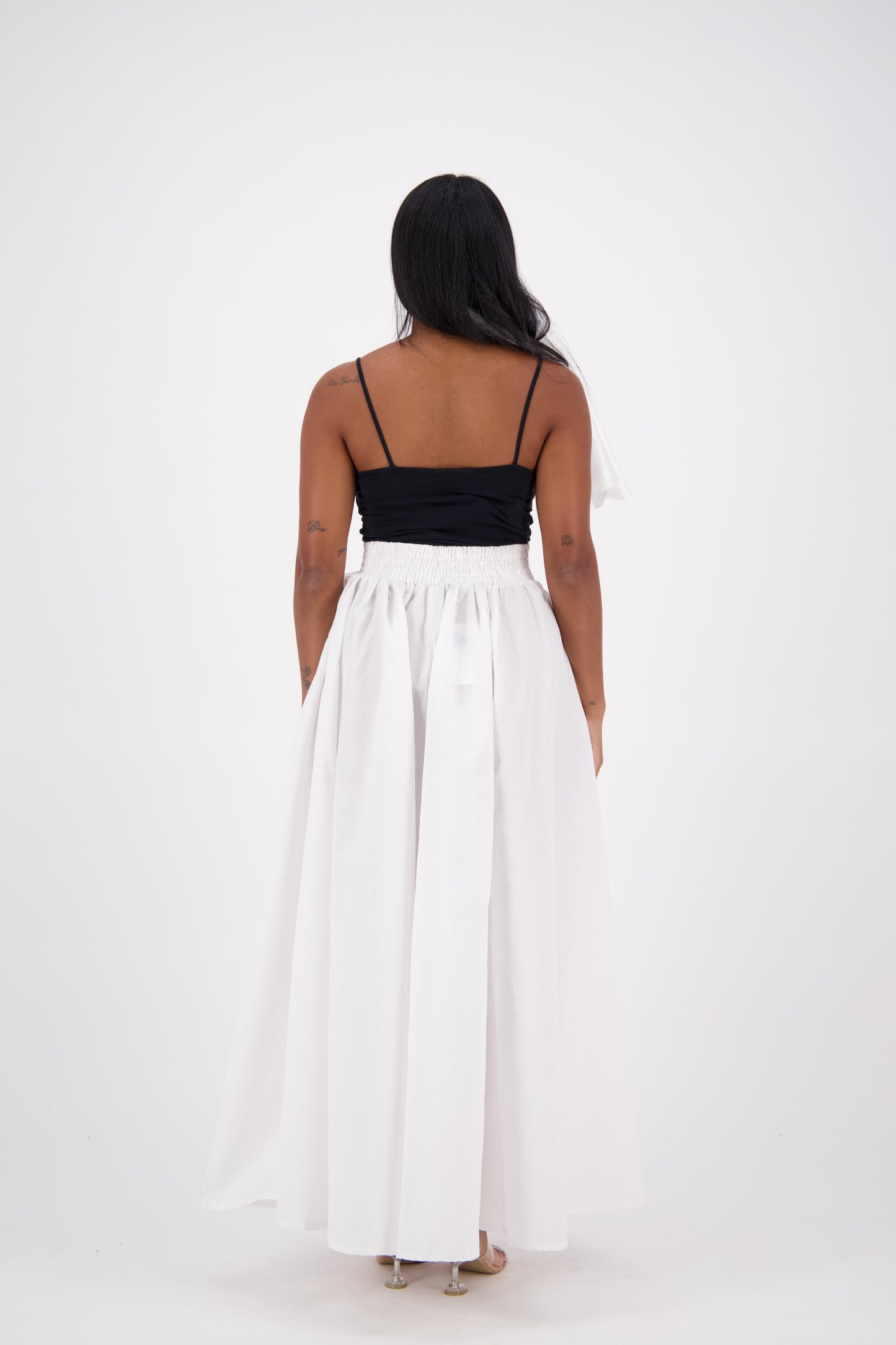 SIlk/Poly Blend Long Maxi Skirt 24317 White