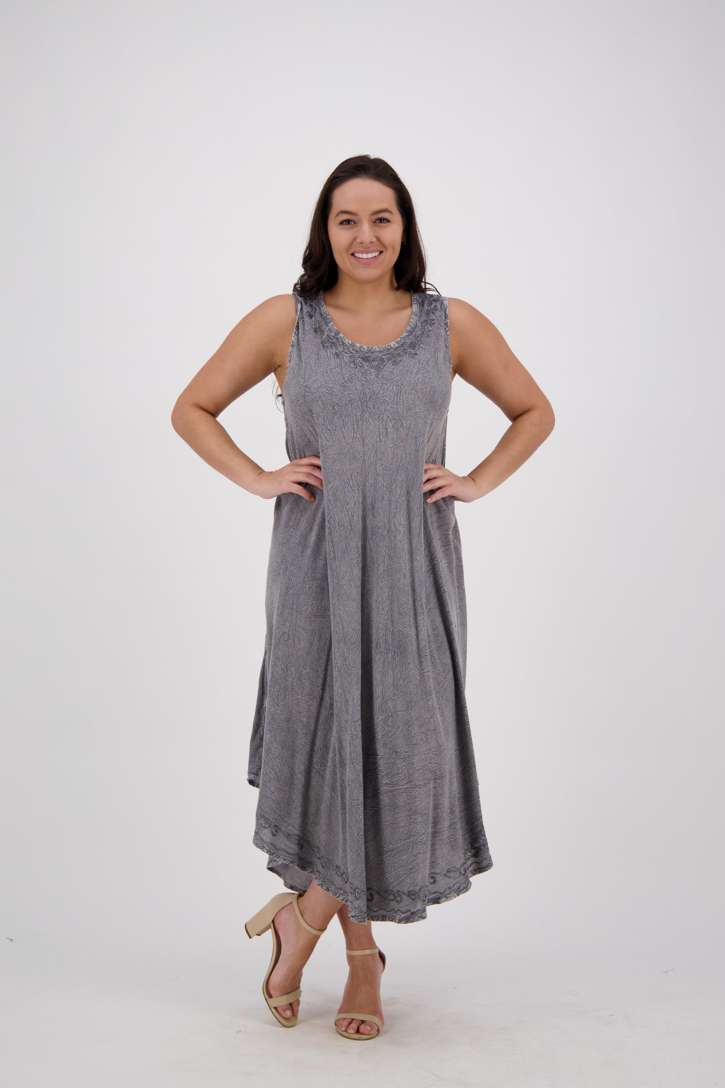 Embroidered Acid Wash Beach Dress 19255