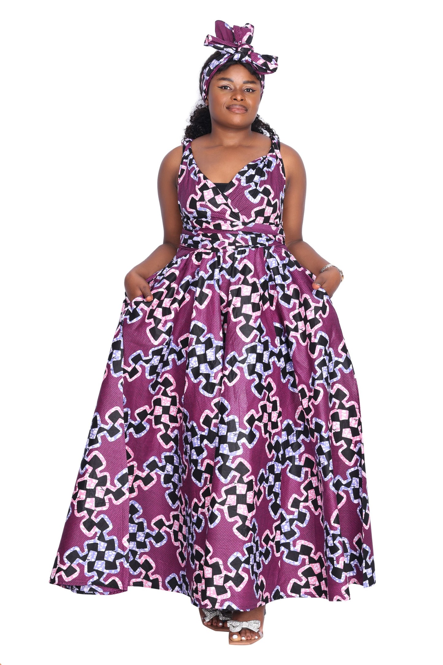 African Print Infinity Wrap Dress 16117-254