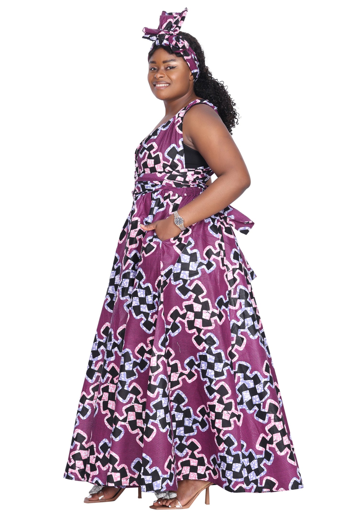 African Print Infinity Wrap Dress 16117-254