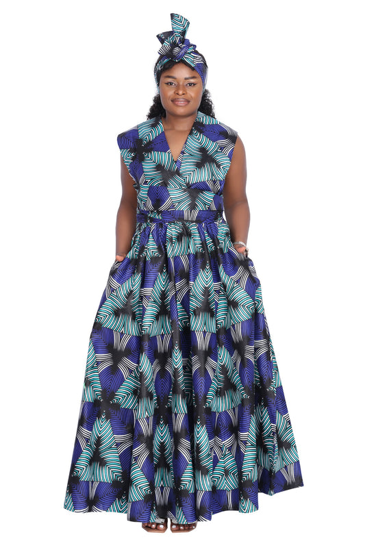 African Print Infinity Wrap Dress 16117-253