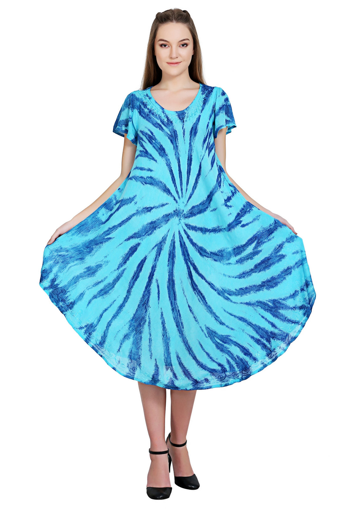 Short Sleeve Tie Dye Dress 19338