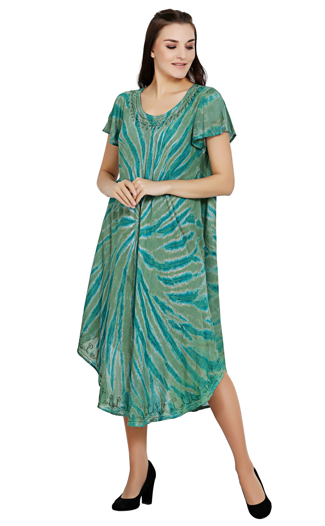 Short Sleeve Tie Dye Dress 19338