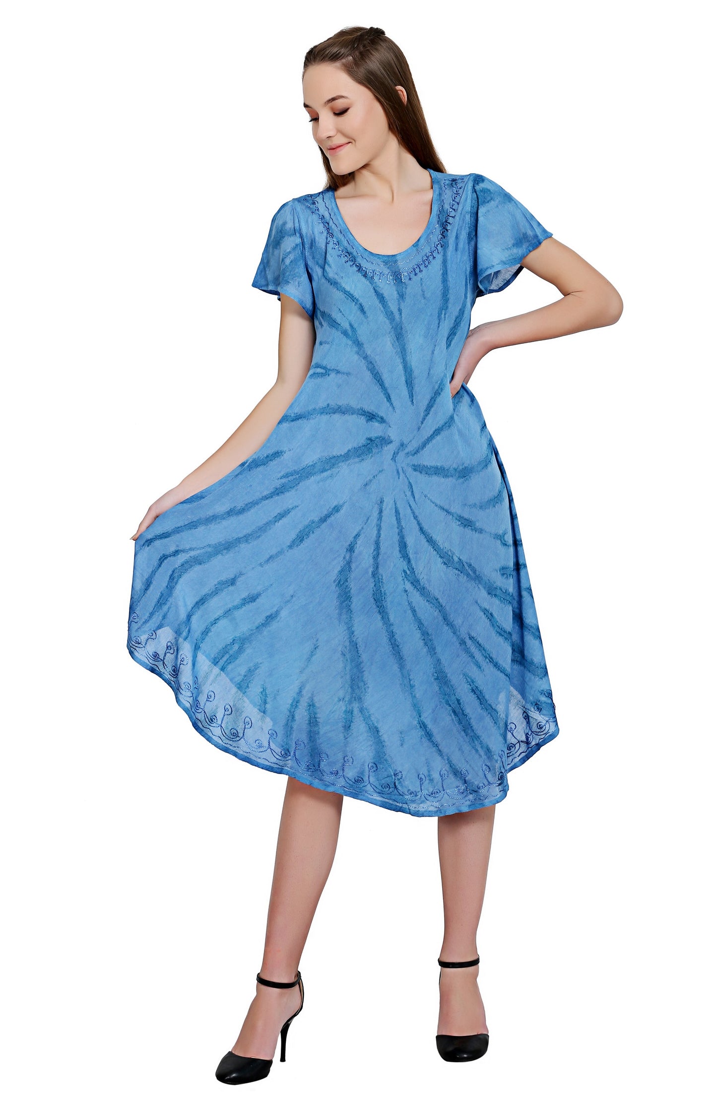 Short Sleeve Tie Dye Dress 19338